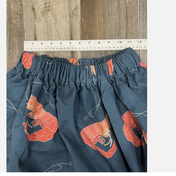 (?) HANDMADE UNIQUE RARE CHATHAM HOUSE PRAWN / SHRIMP PRINT COASTAL MIDI SKIRT - Picture 6 of 11